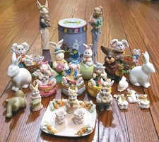 Lot of Vintage Ceramic Resin Easter Bunny Spr...