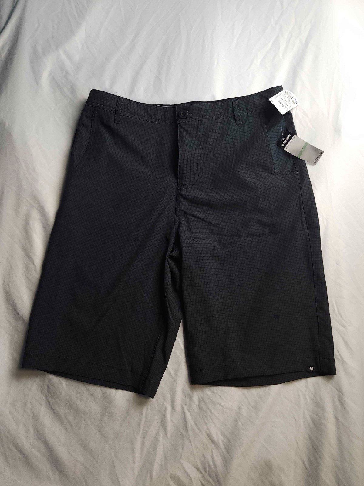 Zoo York Cargo Shorts Mens 34 Black Grid Check Grunge Streetwear Gorpcore Y2K