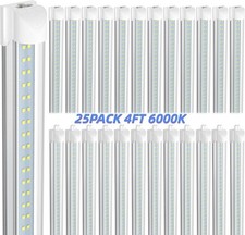 25 PACK T8 LED Shop Lights 4FT Linkable 4 Foot LED Tube Light Fixtures 6000K 36W