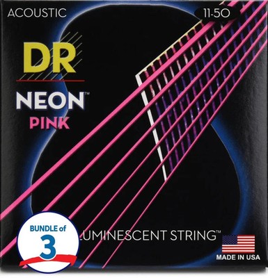 DR Strings Hi-Def Neon Color-coated Acoustic Guitar Strings - .011 - .050 Custom