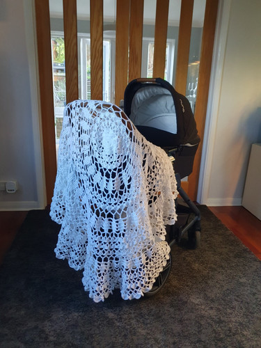 Hand Crochet Baby Christening Blanket/ Shawl