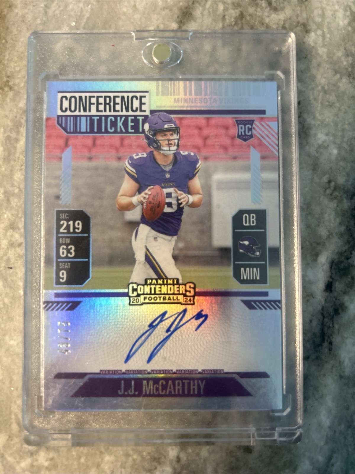 2024 Contenders J.J. McCarthy (RC) Conference Ticket  Autograph /75