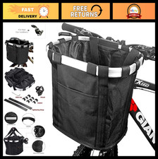 Folding Bike Basket for Small Pets - Removable Handlebar Carrier, Quick Release