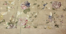 Vtg Scarf floral metalic threads cream back ground 56" x10" semi sheer
