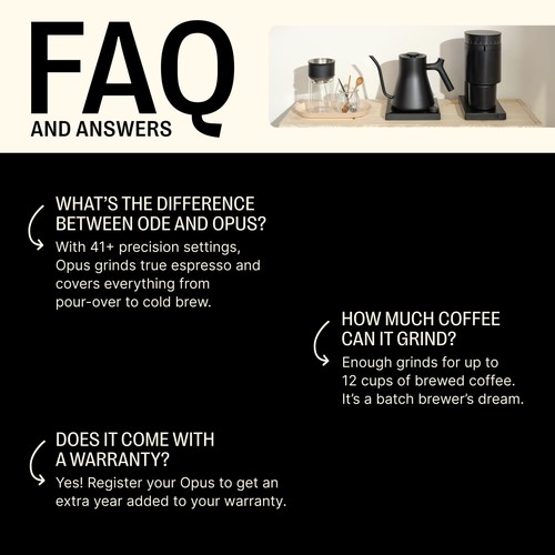 Molinillo de café con rebabas cónicas Fellow Opus - Eléctrico para todo uso - Grillo para espresso... - Imagen 3 de 8