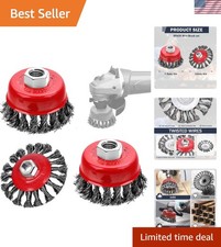 Heavy-Duty 3-Piece 4-Inch Wire Brush Set for Angle Grinder - Rust Removal Tool