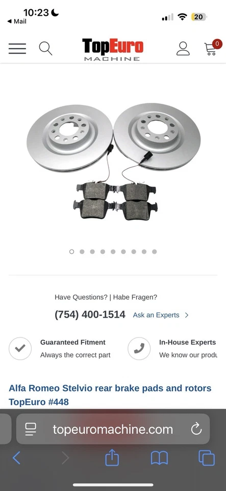 全新 Still In Shipper 后刹车 适用于 2018 阿尔法罗密欧 Stelvio Sport Awd — 第 2/3 张图片