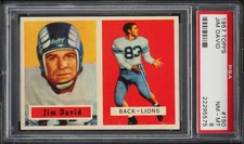 1957 Topps FB Card #150 Jim David Detroit Lions ROOKIE RC SP PSA 8 NM-MT
