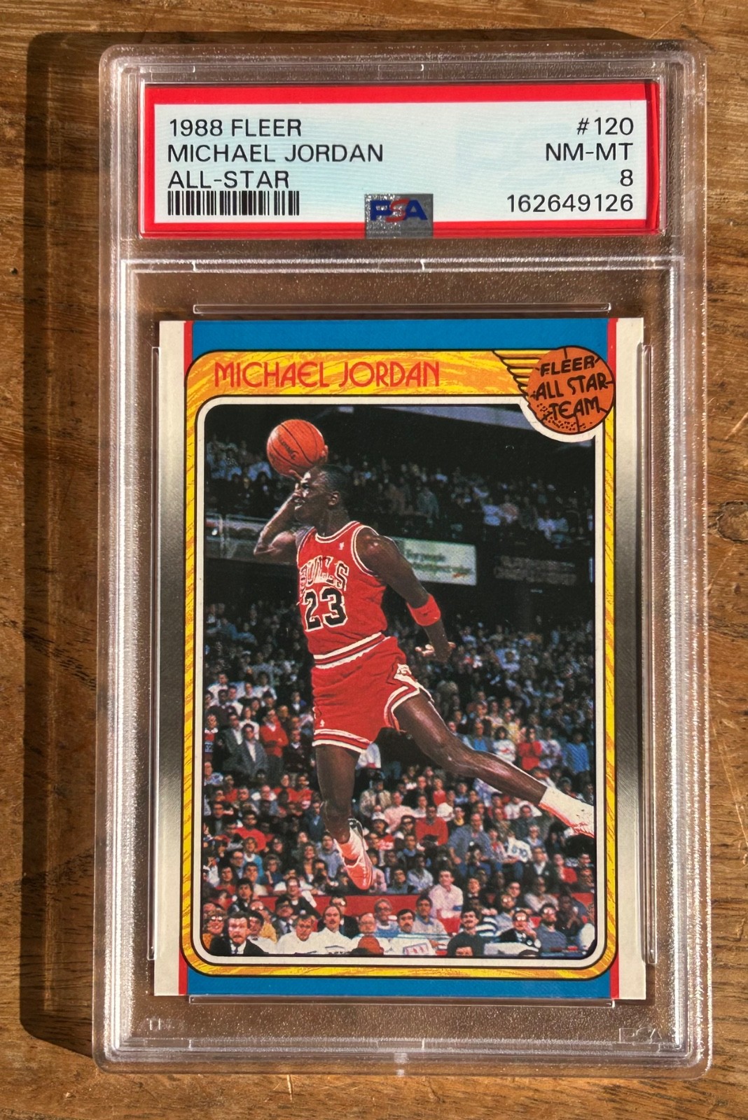 1988 Michael Jordan Fleer All Star #120 Card PSA 8 NM-MT view 8