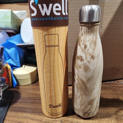 SWELL Wood Collection 17oz Lilly wood HandPainted Insulated Stainless Bottle NEW