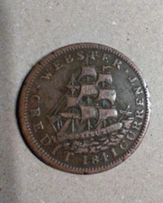 1837 Van Buren Metallic Currency 1841 Webster Credit Current Hard Times Token