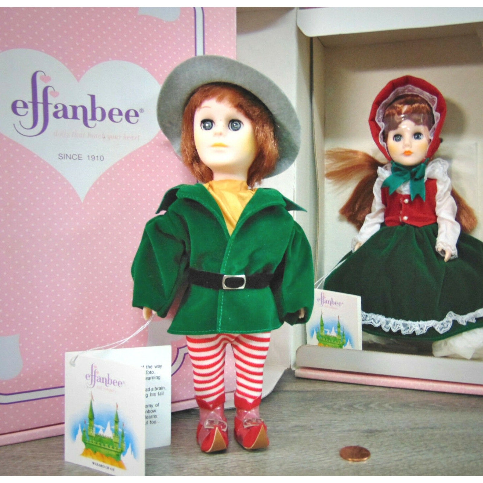 Effanbee Wizard Of Oz Munchkins Doll Set 2 Storybook 2914 2915 Girl Boy Box