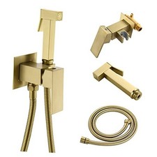 Warm Water Bidet Sprayer for Toilet Brushed Gold Hot  Cold Water Modes-Square
