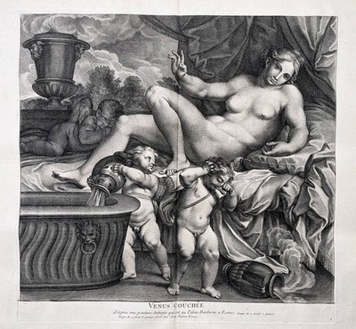 Giovanni Girolamo Frezza - Venus Aphrodite Akt nude Kupferstich engraving 1728