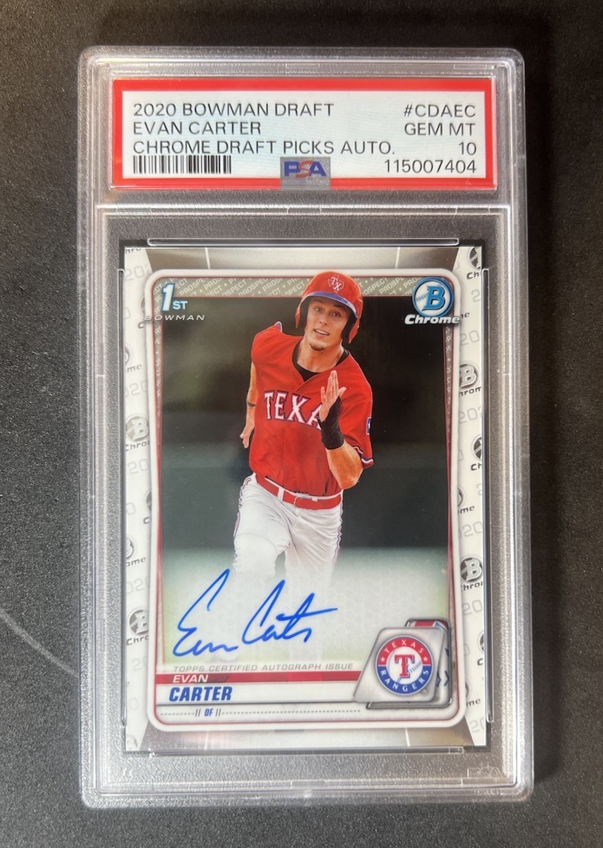 2020 Bowman Draft Chrome Evan Carter 1st Auto PSA 10