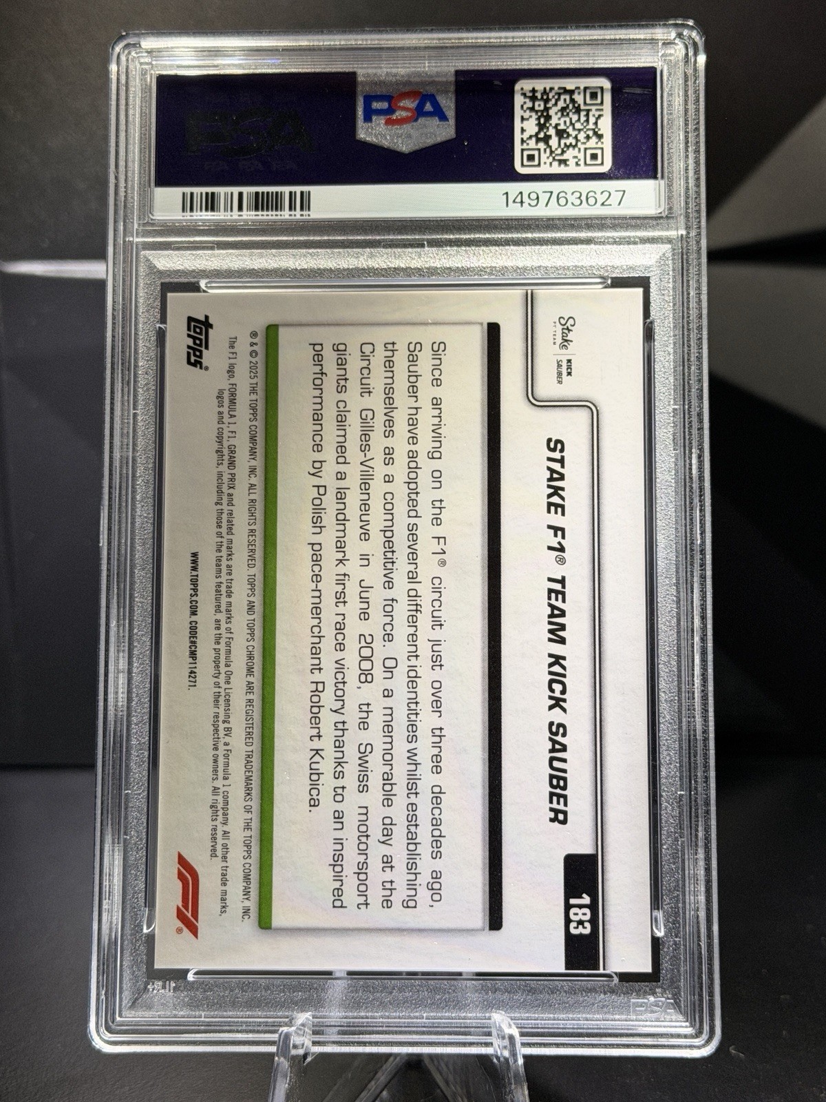 2025 Topps Chrome Sapphire Formula 1 F1 #183 Stake Kick Sauber Orange  /25 view 2