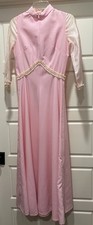 Vintage Pink Evening Dress 3/4 Sleeves w/Lace Accents XS/S, Good Condition