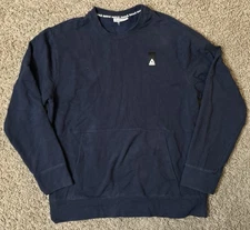 Reebok Men's Logo Sweatshirt Large Blue Crew Neck Cotton Blend (Cut off Tag)
