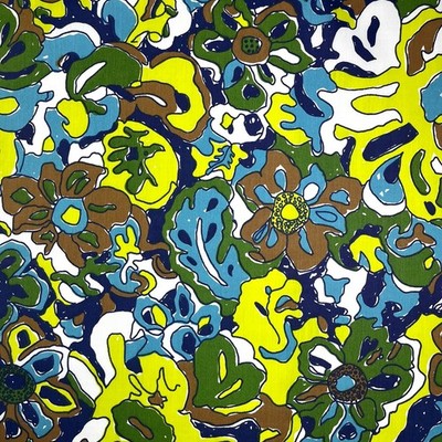Groovy Flowers Large Print Floral Fabric Vintage Mid-Century Modern 100% Cotton
