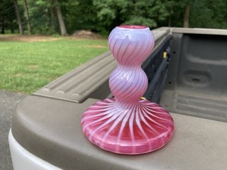 Vintage Fenton Cranberry Opalescent Swirl Single Candle Holder