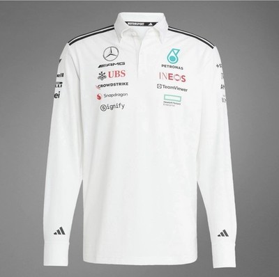 Adidas Mercedes AMG Petronas Formula 1 Team Polo Long Sleeve Shirt JX0757 sz XL