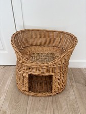 Vintage Wicker Two Tier Cat pet  Bed Round Basket 47cm Tall