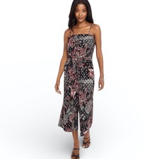 Boho Chic Maurices Black Paisley Cropped Jumpsuit Romper M Festival Vacation