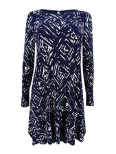 Lauren Ralph Lauren Women's Printed Jersey A-Line Dress (0, Light Navy)