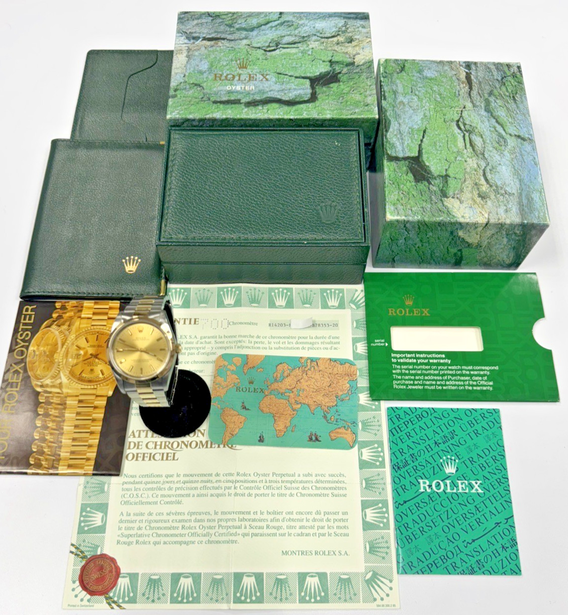 Rolex Oyster Perpetual 14203 1999 34mm Champagne BOX AND PAPER