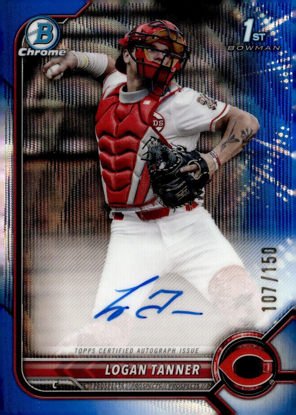 2022 Bowman Draft #CDA-LT Logan Tanner Chrome Draft Pick Autographs Blue #/150