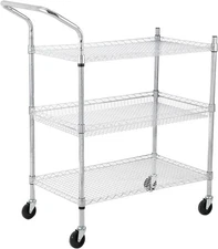 2/3Tier Utility Cart Rolling Cart on Wheels Heavy Duty Commercial Wire Rack Cart