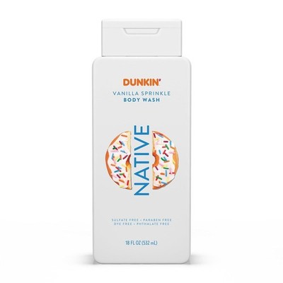 Native X Dunkin Limited Edition Body Wash Dunkin Vanilla Sprinkle 18 oz