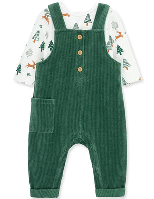 NEW FOCUS Kids 24M Cheer Set w/ Shirt and Overalls Green/Holiday