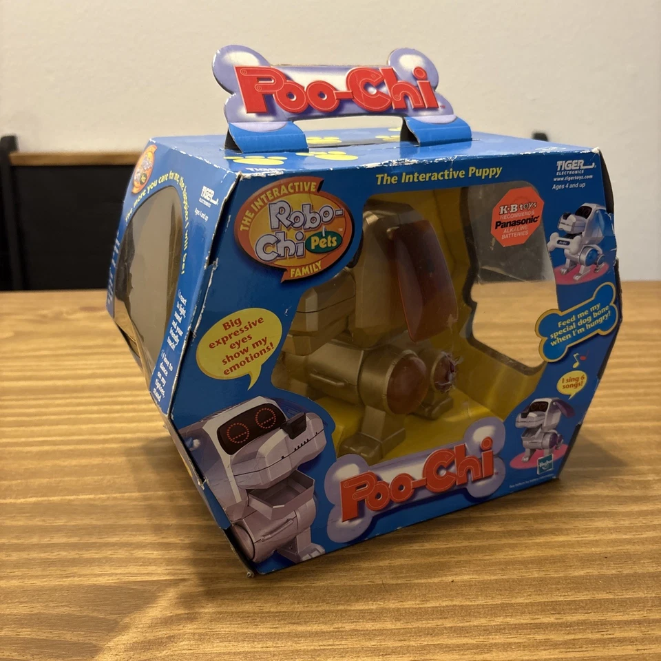 De colección 2000 Tiger Poo-Chi Interactivo Robo-Chi Cachorro Perro Robot Dorado Nuevo *Leer* Foto 3 de 4