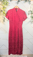 STYLEWORKS Dress Vintage Red SILK Chinese Cheonsam Qipao Asian Style Size 8