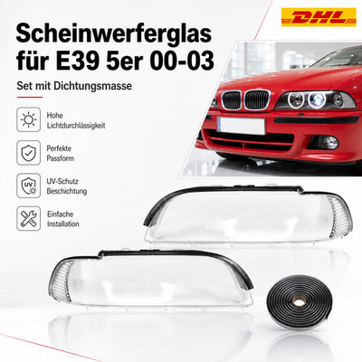 2x Für BMW 5er E39 Facelift 00-03 Scheinwerferglas Streuscheibe Dichtung Satz