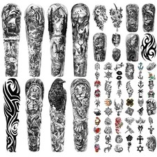 Full Arm Sleeve Temporary Tattoos for Men Women, 46 Sheets Temporary Tattoos ...