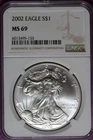 ESTATE FIND 2002  - NGC MS69 American Silver Eagle Dollar! #B52583