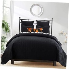 Luxury Velvet Comforter Set - Quilt Queen Size, Geometric Full / Queen Black