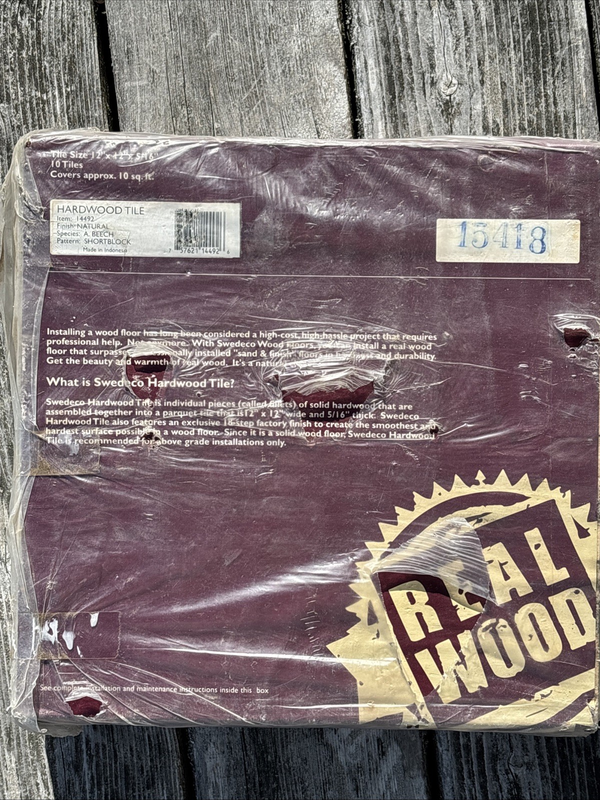 Vintage Beech Parquet Hardwood Tile Flooring (10 Tiles/Package) Swedeco