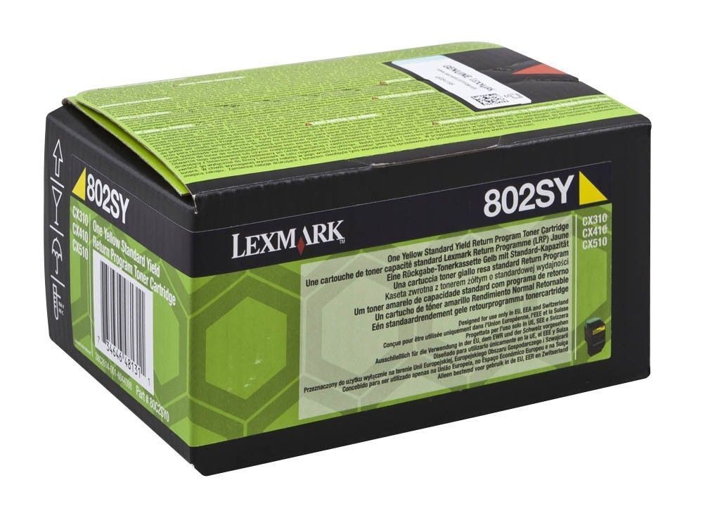 Toner Lexmark 802SY jaune consommable original 80C2SY0 pour imprimante CX510
