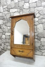 Antiguo armario de madera pequeño mueble de baño botiquín alrededor de 1920