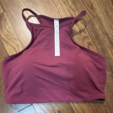 CRZ YOGA Burgundy Sports Bra L Racerback Wireless Removable Pads Pullover