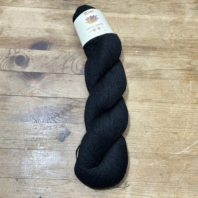 1 Mimi Lotus Yarn Skein Black #21 Lot 1302 300m 50gm Light Fingering/Lace Weight