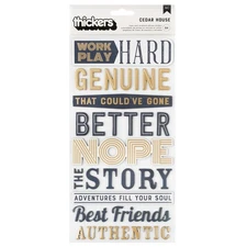 American Crafts Cedar House Thickers Stickers 84/Pkg-Phrase, Gold Foil Foam