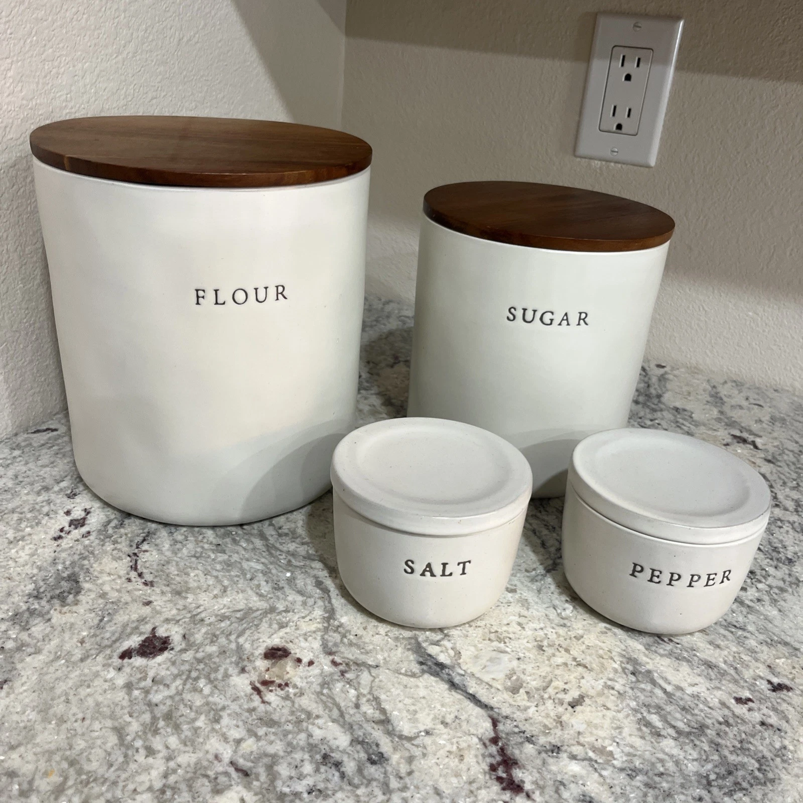 Hearth & Hand Magnolia Flour & Sugar Salt&Pepper Canisters Lot of 4 w/lids