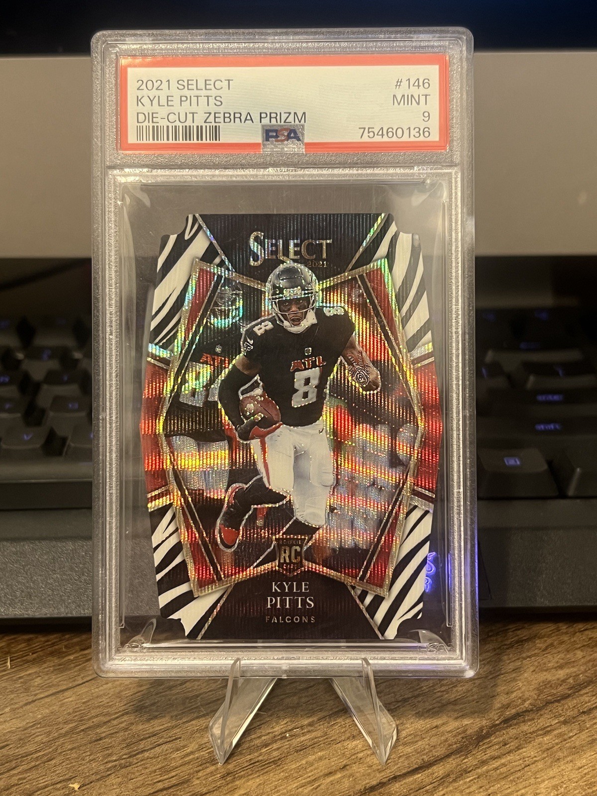 KYLE PITTS 2021 Panini Select 146 Zebra Die-Cut Rookie RC SSP Falcons PSA 9