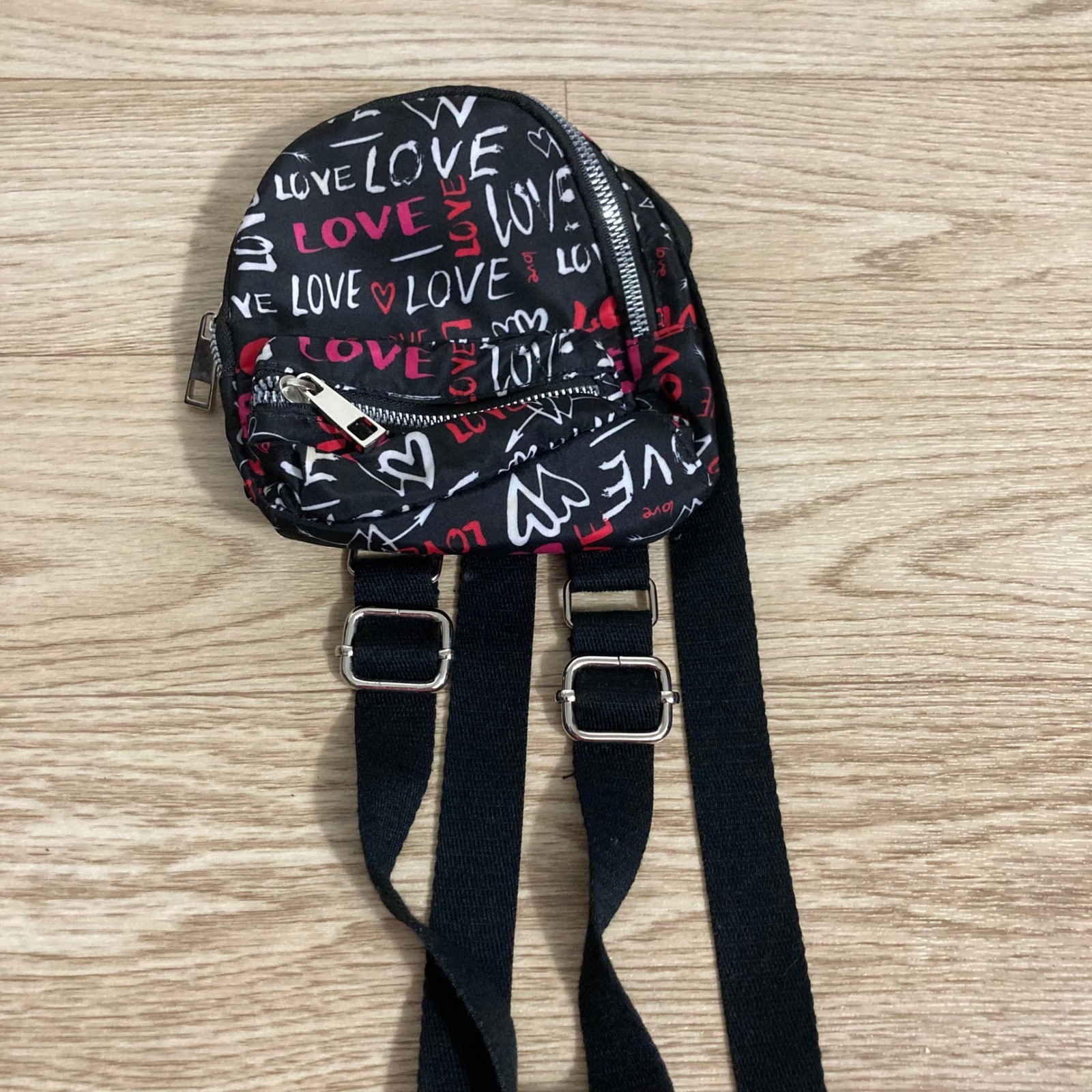 Unbranded Mini Backpack Kids OS Black Pink Love Graffiti  NB193293-LOV