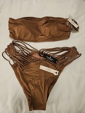 Victoria's Secret VS Archives  2  Piece Bandeau Swimsuit Bikini Macrame L XL NWT