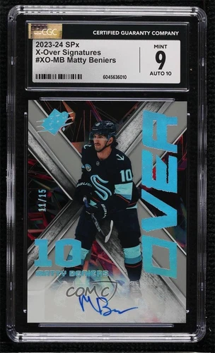 2023-24 SPx X-Over Signatures /15 Matty Beniers #XO-MB CGC 9 Mint Auto